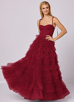Barbie ♥ Azazie Bridesmaid Dresses Burgundy A-Line Sweetheart Neckline Tulle Dress image1