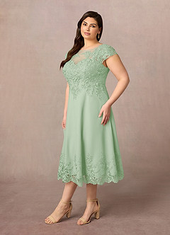 Azazie Terrano Mother of the Bride Dresses Dusty Sage A-Line Scoop Lace Dress image7