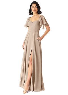 Azazie Chloe Bridesmaid Dresses Taupe A-Line Sweetheart Neckline Chiffon Dress image5