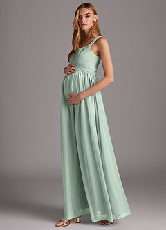 Azazie Melanie Maternity Bridesmaid Dresses Empire Pleated Mesh Floor-Length Dress image3