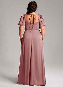Azazie Fyona Bridesmaid Dresses Dusty Rose A-Line Pleated Stretch Satin Dress image9