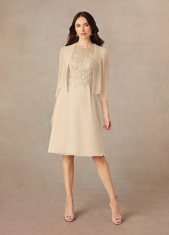 Azazie Klaus Mother of the Bride Dresses Champagne A-Line Scoop Sequins Chiffon Dress image1