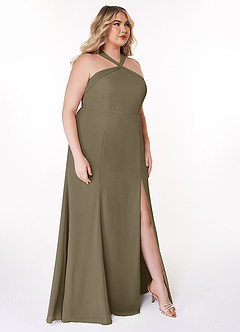 Azazie Rue Abiti da Damigella Abito A-Line in Chiffon con Scollo Halter Willow Green image10