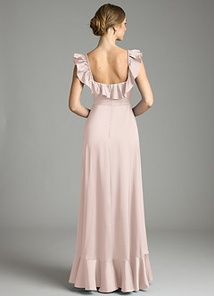Azazie Lyra Bridesmaid Dresses Blushing Pink A-Line Off the Shoulder Stretch Satin Convertible Dress image8