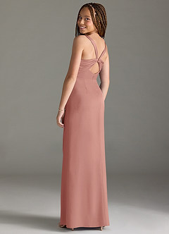 Azazie Mero Junior Meerjungfrau-Linie Plissee Stretch-Satin Kleid Rosettenrosa image2