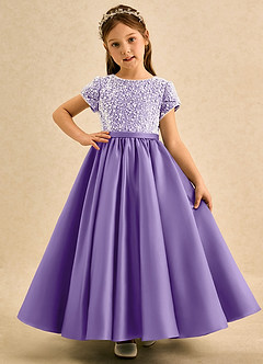 Azazie Cashew vestidos de niña de las flores Vestido Tahití de Satin Mate de Corte Princesa con con mangas image2