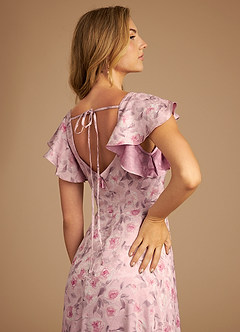 Azazie Bondi At-home Try On Dresses Rosette Dreamy Floral A-Line Ruched Dreamy Floral Dress image6