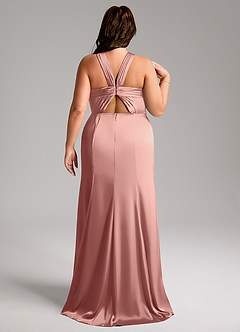 Azazie Rue Bridesmaid Dresses Rosette A-Line Pleated Stretch Satin Dress image9