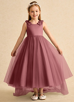 Azazie Lorita Robe Demoiselle D'honneur Fillette Robe Trapèze en Tulle Perlé Améthyste image2