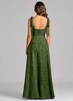 Azazie Debra Bridesmaid Dresses Olive A-Line with Pockets Floral Burnout Dress image6