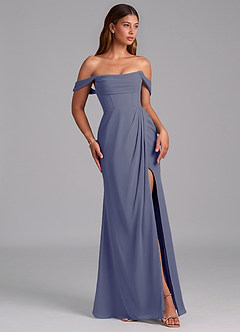 Azazie Johana Jurken voor bruidsmeisjes Converteerbaar Jurk van Chiffon met Zeemeermin Off the Shoulder Stormachtig image6