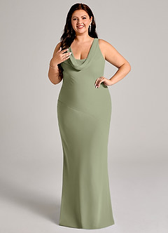 Azazie Rylina Bridesmaid Dresses Pistachio Mermaid Pleated Chiffon Dress image4