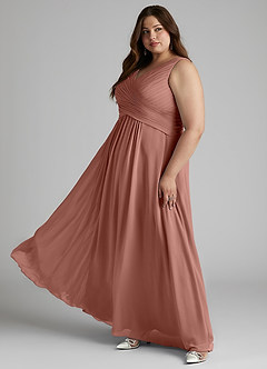 Azazie Flora Bridesmaid Dresses Cedar Rose A-Line Pleated Chiffon Dress image12
