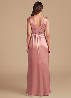 Azazie Tanicia Bridesmaid Dresses Dusty Rose A-Line Pleated Metallic Satin Dress image6