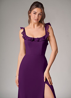Azazie Callie Bridesmaid Dresses Grape Mermaid Side Slit Chiffon Convertible Dress image5