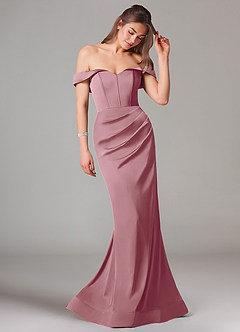 Azazie Everly Final Sale Vintage Mauve Mermaid Off the Shoulder Stretch Satin Convertible Dress image6