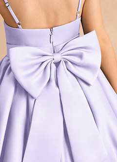 Azazie Davine vestidos de niña de las flores Vestido de Lila de Satin Mate de Corte En A con Tirante Espagueti image10