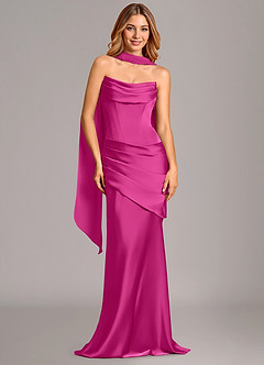 Azazie Pelagia Brudtärnklänningar Klä av Sjöjungfru i Stretch Satin Korsett Fuchsia Konvertibel image2
