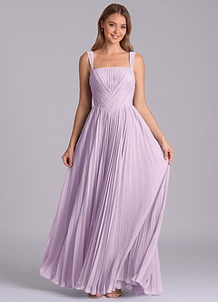 Azazie Mina Final Sale Frosted Lilac A-Line Pleated Chiffon Dress image4