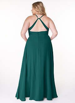 Azazie Davis Bridesmaid Dresses Peacock A-Line V-Neck Chiffon Dress image8