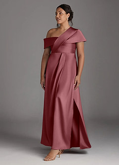 Azazie Milton Abiti per la Madre della Sposa Abito A-Line in Raso Elasticizzato Plissettato Rosa Del Deserto image3