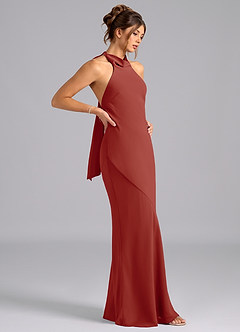 Azazie Velli Bridesmaid Dresses Terracotta Mermaid Bow Chiffon Dress image4