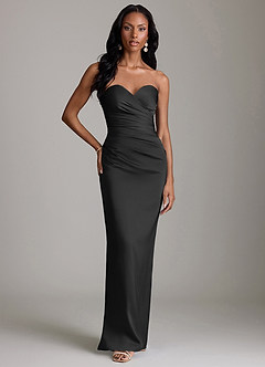 Azazie Sonora Suknie dla druhen Osłona Bez ramiączek Satyna elastyczna Do ziemi Sukienka image6