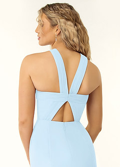 Azazie Rue Bridesmaid Dresses Sky Blue A-Line Halter Chiffon Dress image3