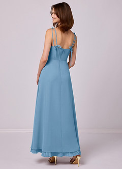 Barbie ♥ Azazie Final Sale Steel Blue A-Line Pleated Chiffon Dress image2