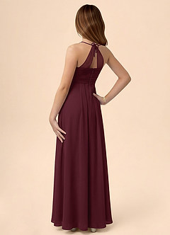 Azazie Ginny Junior Linia A Pofałdowany Szyfon Długość podłogi Młodsza druhna Sukienka image2