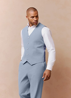 front Savile Light Blue Wool Blend Suit Vest