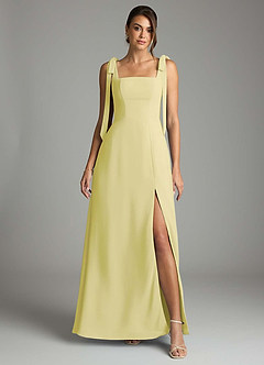 Azazie Debra Bridesmaid Dresses Lemon Sorbet A-Line with Pockets Chiffon Convertible Dress image7