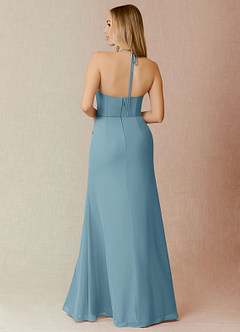 Azazie Miya Final Sale Agave Sheath Pleated Chiffon Dress image2