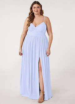 Azazie Zeya Bridesmaid Dresses Lavender A-Line V-Neck Pleated Chiffon Dress image6