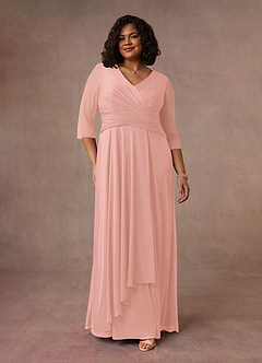 Azazie Annetta Mother of the Bride Dresses Rosette A-Line V-Neck Pleated Mesh Dress image8