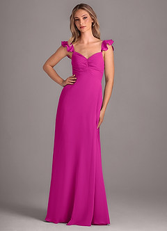 Azazie Kaylyn Bridesmaid Dresses Fuchsia A-Line Ruched Chiffon Dress image1