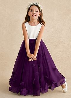 Azazie Vi Flower Girl Dresses Grape A-Line Sleeveless Tulle Dress image6