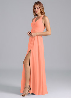 Azazie Dorota Bridesmaid Dresses Sunset A-Line Pleated Chiffon Dress image5