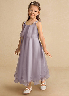 Azazie Bunie Flower Girl Dresses Dusk A-Line Spaghetti Strap Tulle Dress image6