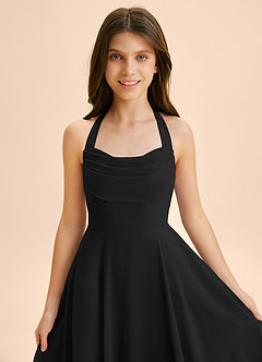 Azazie Kady Junior Black A-Line Sweetheart Neckline Chiffon Dress image6
