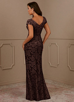 Azazie Roya Mother of the Bride Dresses Ganache Mermaid Ruched Floral Burnout Dress image3