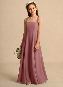 Azazie Tater Junior Formal Flower Girl Dresses Desert Rose A-Line Pleated Chiffon Dress image1