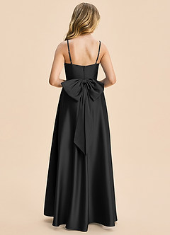 Azazie Kai Junior Black A-Line Pleated Stretch Satin Dress image2