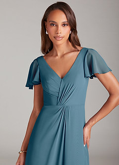 Azazie Soren Jurken voor bruidsmeisjes Jurk van Chiffon met A-Lijn Ruches Bermuda image6