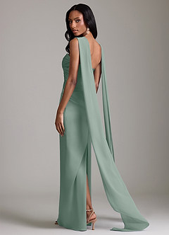 Azazie Sonora Vestidos de damas de honor Vestido de Salvia Plateada de Satén Elástico de Corte Recto con Sin tirantes image2