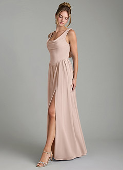 Azazie Novi Brautjungfernkleider A-Linie Plissee Chiffon Kleid Englisches Rosa image4