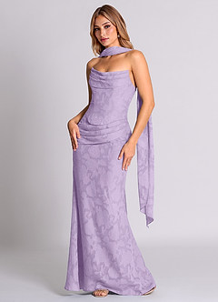 Azazie Sorrel Vestidos de madrinha de casamento Vestido Lilás de Esgotamento Floral de sereia com Espartilho image3