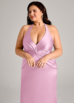 Azazie Valerie Brudtärnklänningar Klä av Sjöjungfru i Stretch Satin Plisserad Godisrosa image13