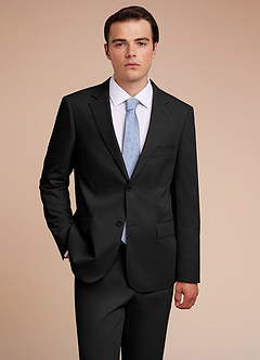 front Carter Black Cotton Linen Blend Suit Jacket