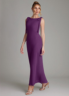 Azazie Luddie Bridesmaid Dresses Grape Mermaid Bow Chiffon Dress image1